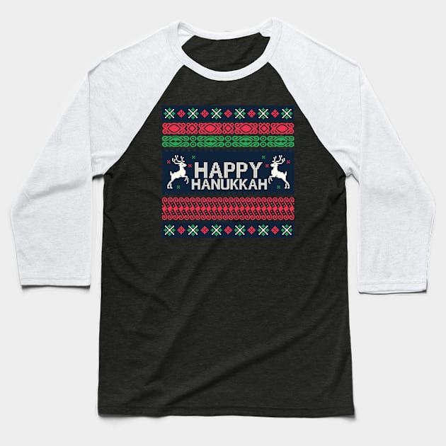 Happy Hanukkah Baseball T-Shirt by MZeeDesigns